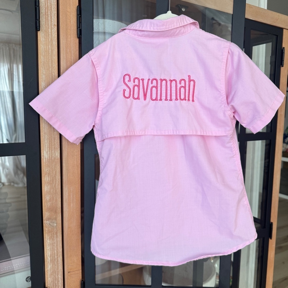 Savannah embroidered fishing shirt monogrammed short sleeve toddler girl